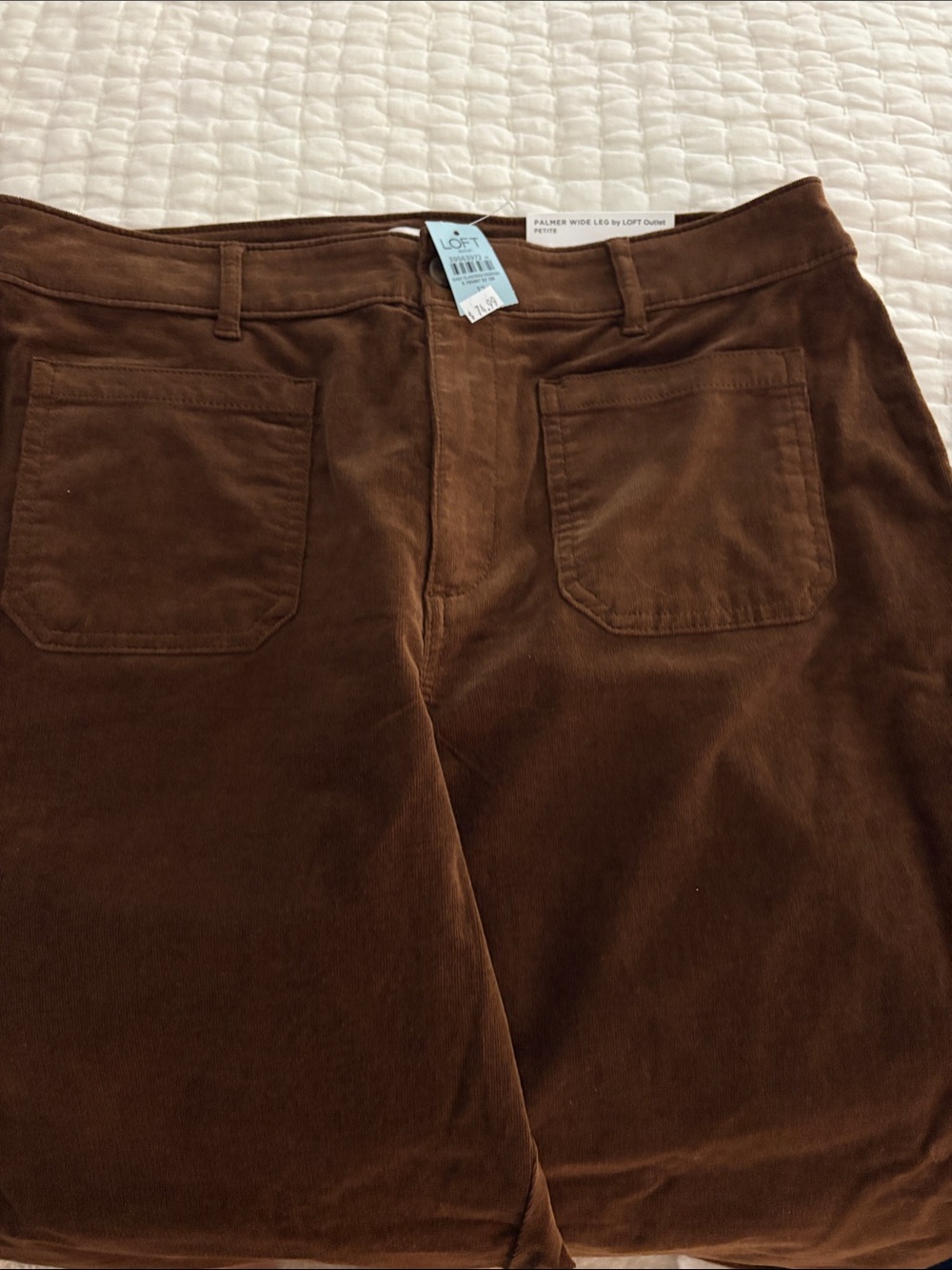 LOFT Men’s Dark Brown Corduroy Pants with Front Patch Pockets